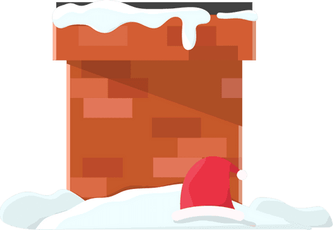 Santa Hat by Snowy Brick Chimney Transparent Background