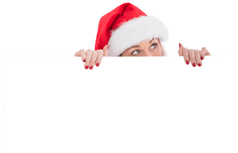 Festive Woman in Santa Hat Holding Transparent Holiday Banner - Download Free Stock Videos Pikwizard.com