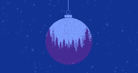Festive Christmas Bauble With Winter Landscape Silhouette