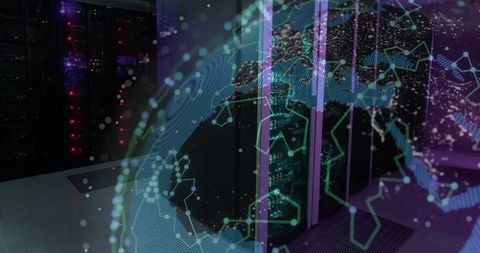 Digital World Network Superimposed on Data Server - Download Free Stock Images Pikwizard.com
