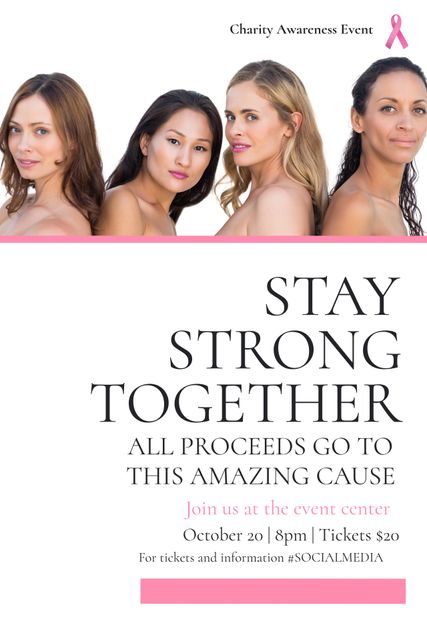 Diverse Women Promoting Breast Cancer Charity Event - Download Free Stock Templates Pikwizard.com