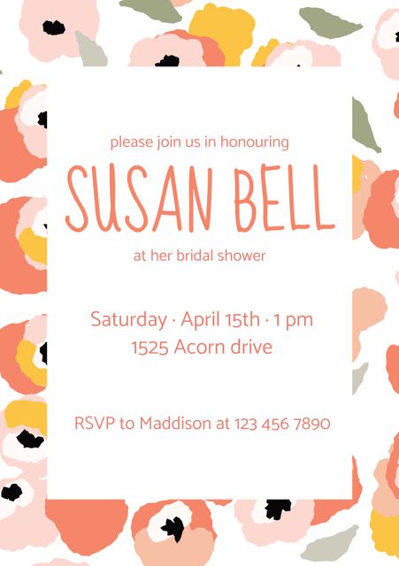Vibrant floral invitation design. Suitable for bridal showers, engagement parties, and wedding celebrations. Customize with names, dates, locations, and RSVP details. Perfect for modern themed events and informal gatherings.