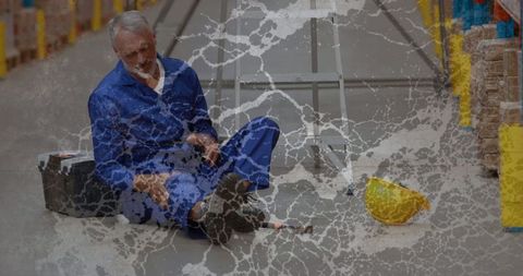 Warehouse worker falls commemorating work safety awareness