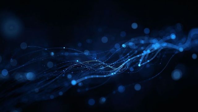 Abstract Digital Stream with Flowing Network Lines in Futuristic Space