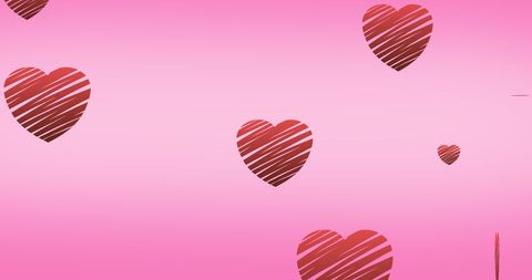 Romantic Hearts Falling on Pink Background