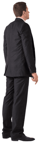 Caucasian businessman back view transparent format