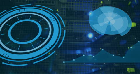 Futuristic Data Processing Visualization in Server Room