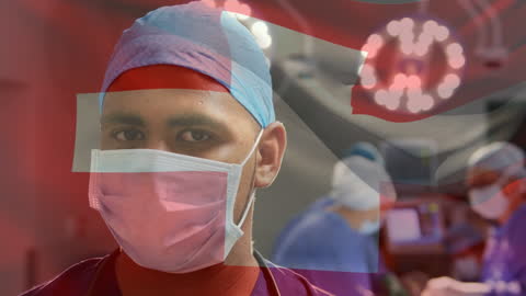 Swiss Healthcare Concept with Surgeon and Overlay Flag