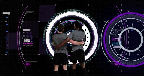 Rugby Players with Futuristic Digital Technology Overlay - Download Free Stock Images Pikwizard.com