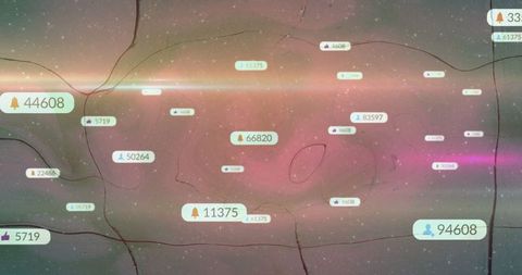 Futuristic Notifications Floating in Cosmic Digital Landscape