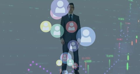 Businessman Analyzing Digital Financial Data with Connectivity Icons - Download Free Stock Images Pikwizard.com