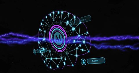Futuristic AI Digital Data Processing with Neural Networks - Download Free Stock Images Pikwizard.com