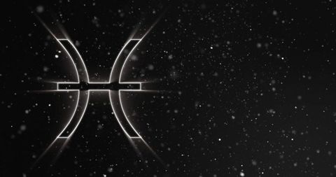 Pisces zodiac symbol on shimmering starry night