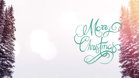 Festive Winter Wonderland Background with Merry Christmas Text