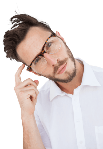 Transparent Detailed Portrait Man Wearing Glasses White Shirt