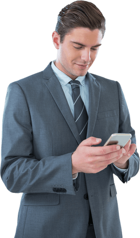 Confident Businessman Checking Smartphone in Transparent Background - Download Free Stock Videos Pikwizard.com