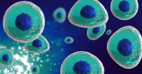Microscopic View of Blue and Turquoise Cells in Digital Space - Download Free Stock Images Pikwizard.com