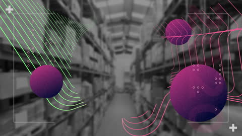 Digital Globe and Graphics Overlay on Warehouse Background