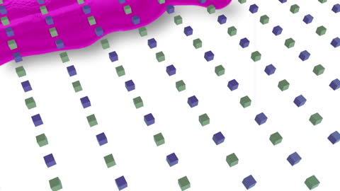 Dynamic 3D Cubes with Vibrant Pink Wave Design