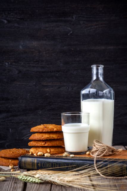 Fresh Milk with Homemade Cookies on Rustic Wooden Table - Download Free Stock Photos Pikwizard.com