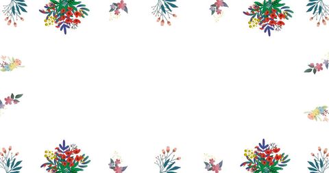 Colorful Floral Border with Abstract Flowers for Valentine's Day