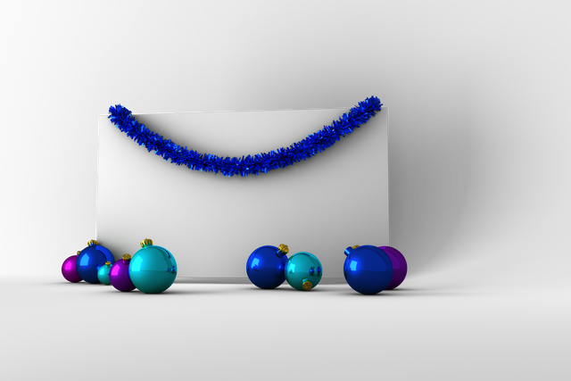 Transparent Poster with Christmas Baubles and Blue Garland - Download Free Stock Videos Pikwizard.com