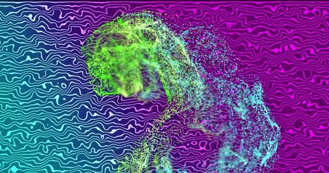Vibrant Digital Silhouette on Colorful Abstract Background - Download Free Stock Images Pikwizard.com