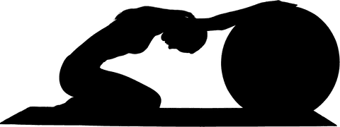 Fitness woman with exercise ball silhouette, transparent background