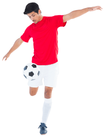 Biracial Male Soccer Player Balancing Ball on Transparent Background - Download Free Stock Videos Pikwizard.com