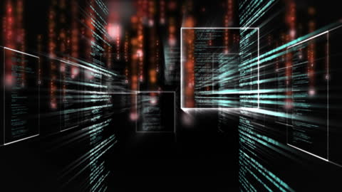 Futuristic Digital Interface with Streaming Data Animation