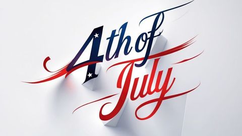 Patriotic 3d calligraphy for 4th of july celebration
