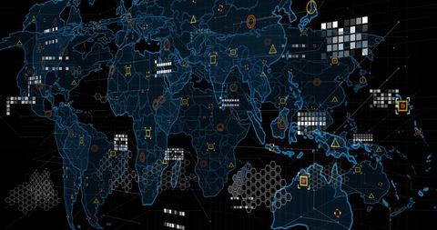Futuristic World Map with Data Visualization Elements - Download Free Stock Images Pikwizard.com