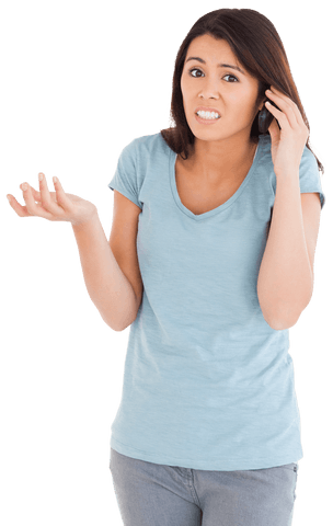 confused woman talking on phone shrugging transparent background - Download Free Stock Videos Pikwizard.com