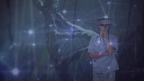 Businessman in VR Headset Exploring Digital Universe