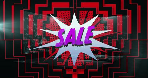 Stylized Sale Explosion with Red Geometric Background