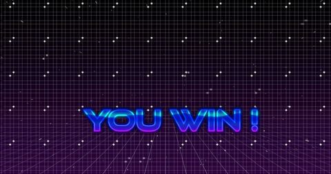 Retro Futuristic 'You Win' Message in Grid Space - Download Free Stock Images Pikwizard.com