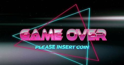 Retro Neon 'Game Over' on Cosmic Background