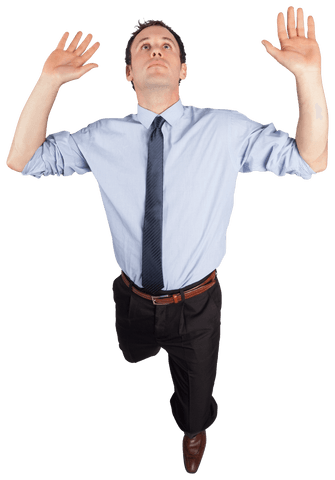 transparent businessman raising arms looking upward - Download Free Stock Videos Pikwizard.com