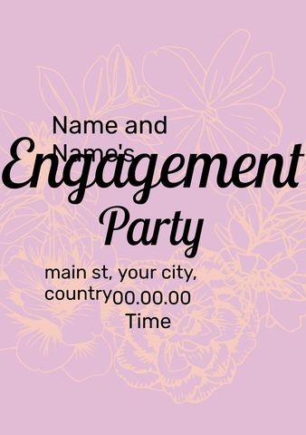 Elegant Floral Engagement Party Invitation Design - Download Free Stock Templates Pikwizard.com