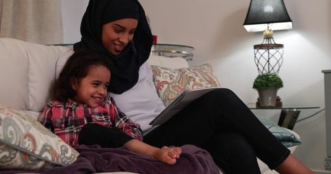 Mother and Daughter Quality Time with Tablet