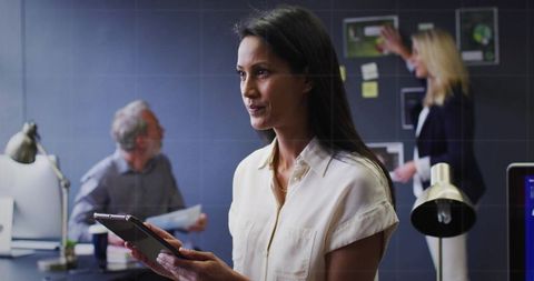 Asian Professional Leading Collaborative Office Meeting with Technology