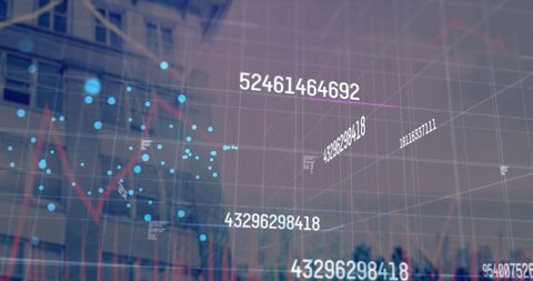 Abstract Digital Data Flow on Building Background - Download Free Stock Images Pikwizard.com