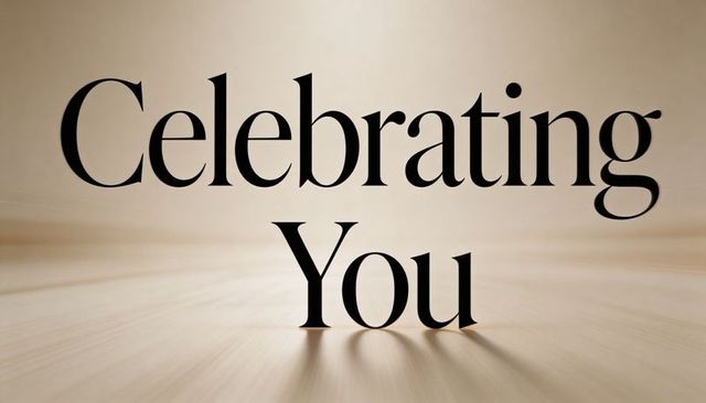 Elegant Celebrating You Serif Type on Warm Beige Gradient for Greeting Cards, Announcements