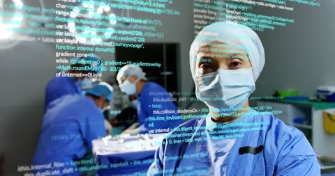 Surgeons Performing Operation with Digital Data Overlay