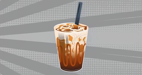 Vibrant iced coffee illustration with rich cream swirl