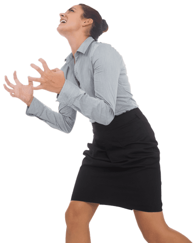 Frustrated Businesswoman Expressing Anger on Transparent Background
