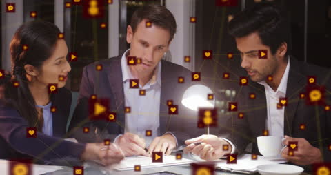 Business Team Collaborating with Digital Network Connections