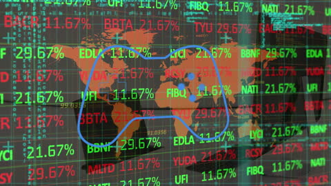 Global Data Animation Over Financial Stats with Gamer Controller