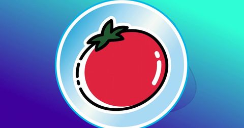 Vibrant red tomato illustration on gradient background