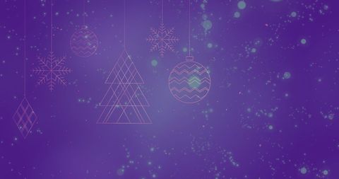 Festive christmas decorations with glowing lights on purple background